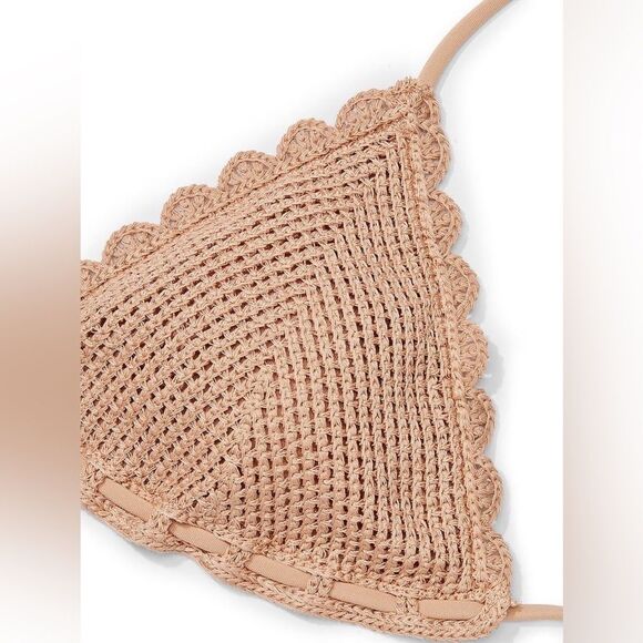 Victoria's Secret Swim Beige Tan Crochet Triangle Bikini Size Large - Picture 5 of 14